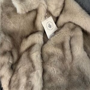 Luxurious Beige Faux Fur Jacket